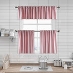 Matte Velvet Kitchen Valances Set of 3 - Pink