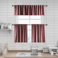 Matte Velvet Kitchen Valances Set of 3 - Ruddy Pink