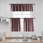 Matte Velvet Kitchen Valances Set of 3 - Raspberry Glace