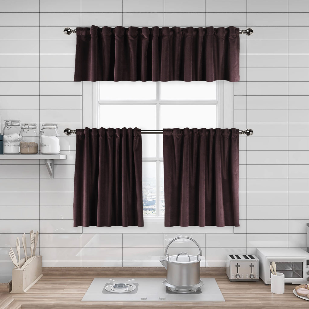 Matte Velvet Kitchen Valances Set of 3 - Catawba