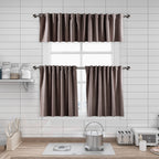 Matte Velvet Kitchen Valances Set of 3 - Rose Taupe