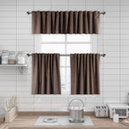 Matte Velvet Kitchen Valances Set of 3 - Pale Taupe