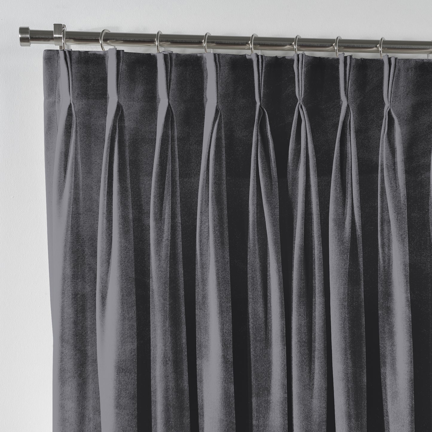 Shiny Velvet Pinch Pleated Curtain Single Panel - Silver