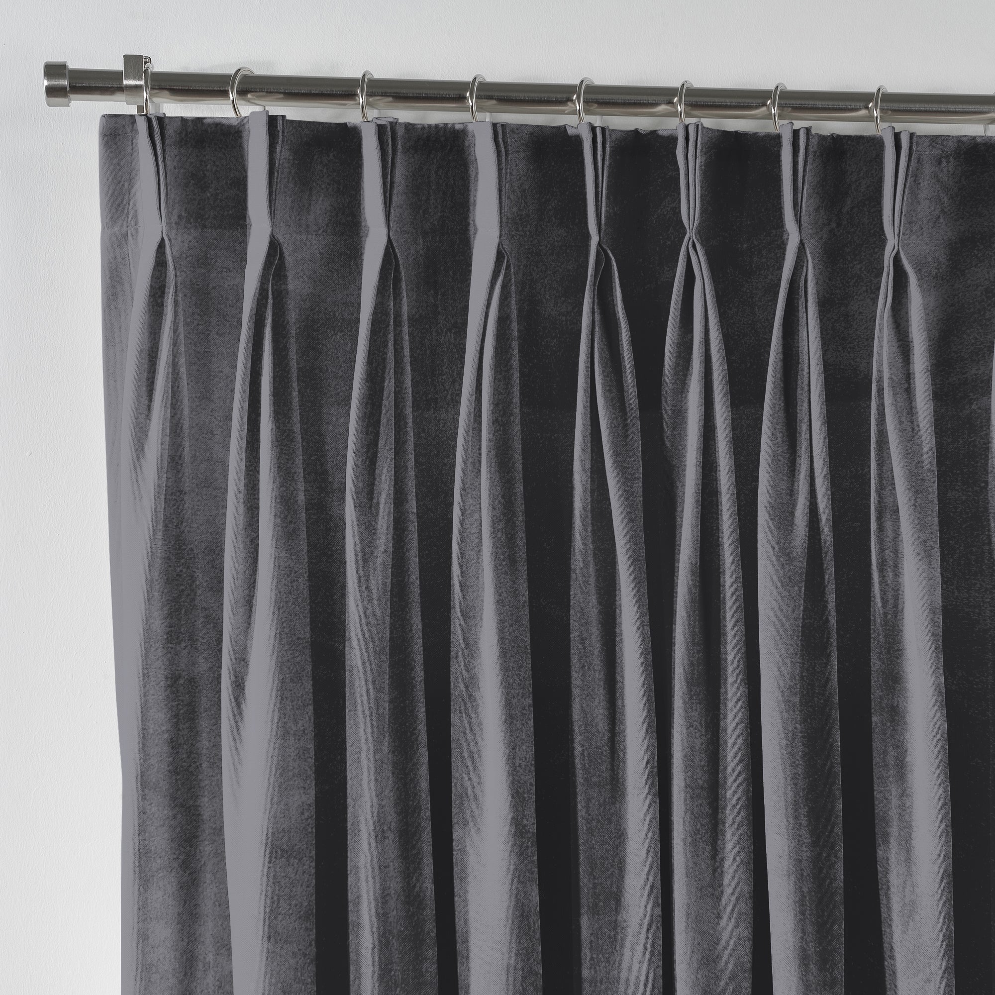 Shiny Velvet Pinch Pleated Curtain Single Panel - Silver