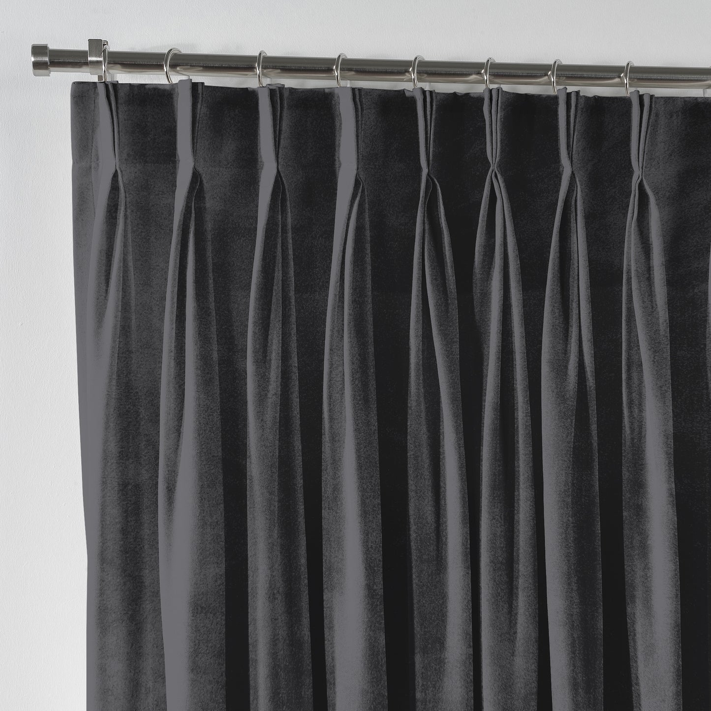 Shiny Velvet Pinch Pleated Curtain Single Panel - Grey