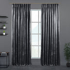 Shiny Velvet Pinch Pleated Curtain Single Panel - Grey