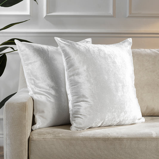 Shiny Velvet Cushion Covers Set of 2 Hidden Zipper - White