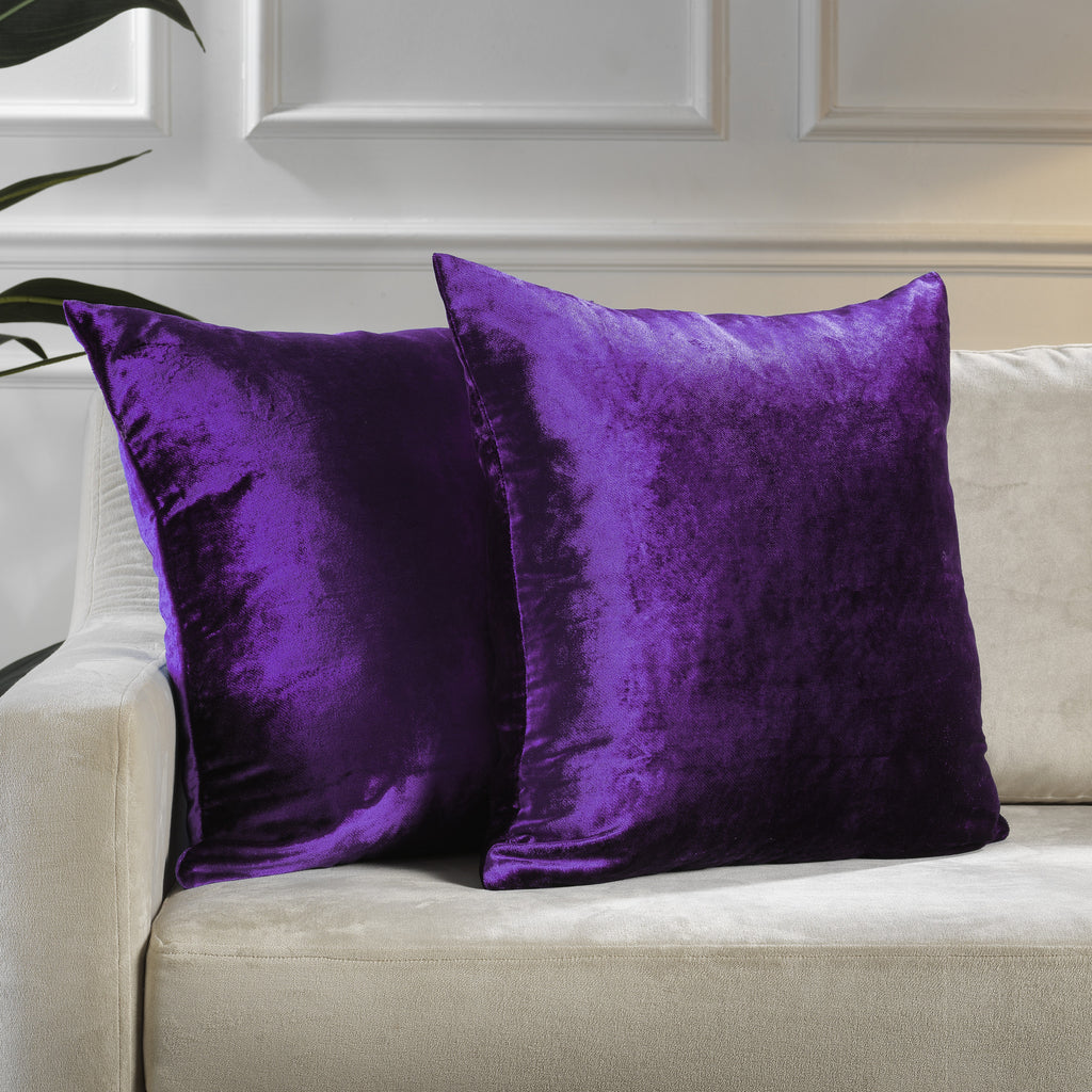 Shiny Velvet Cushion Covers Set of 2 Hidden Zipper - Mauve