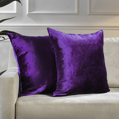 Shiny Velvet Cushion Covers Set of 2 Hidden Zipper - Mauve