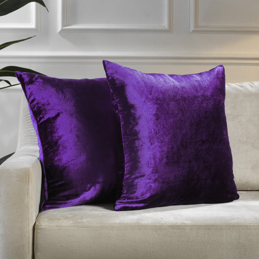 Shiny Velvet Cushion Covers Set of 2 Hidden Zipper - Mauve