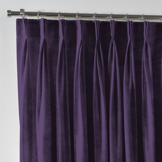 Shiny Velvet Pinch Pleated Curtain Single Panel - Mauve