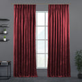 Shiny Velvet Pinch Pleated Curtain Single Panel - Ruby
