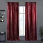 Shiny Velvet Pinch Pleated Curtain Single Panel - Ruby