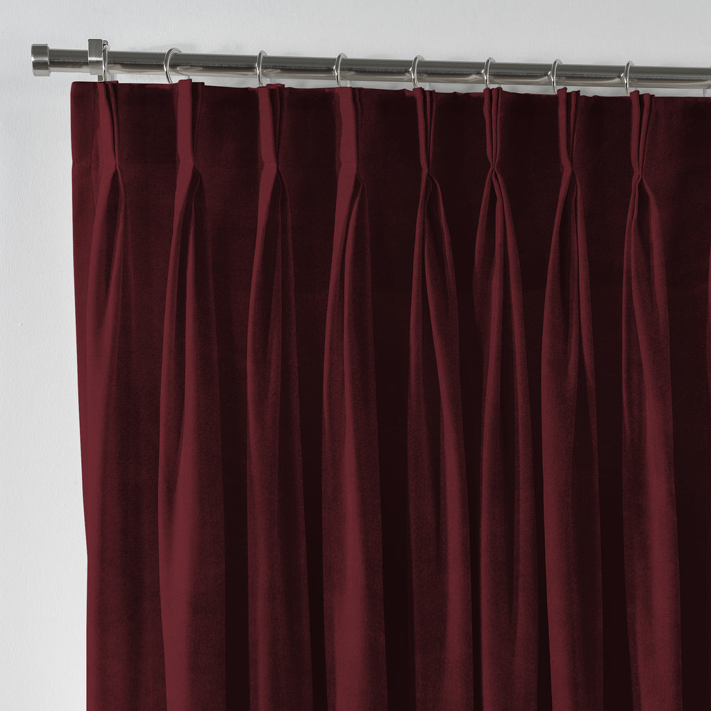Shiny Velvet Pinch Pleated Curtain Single Panel - Mahogany
