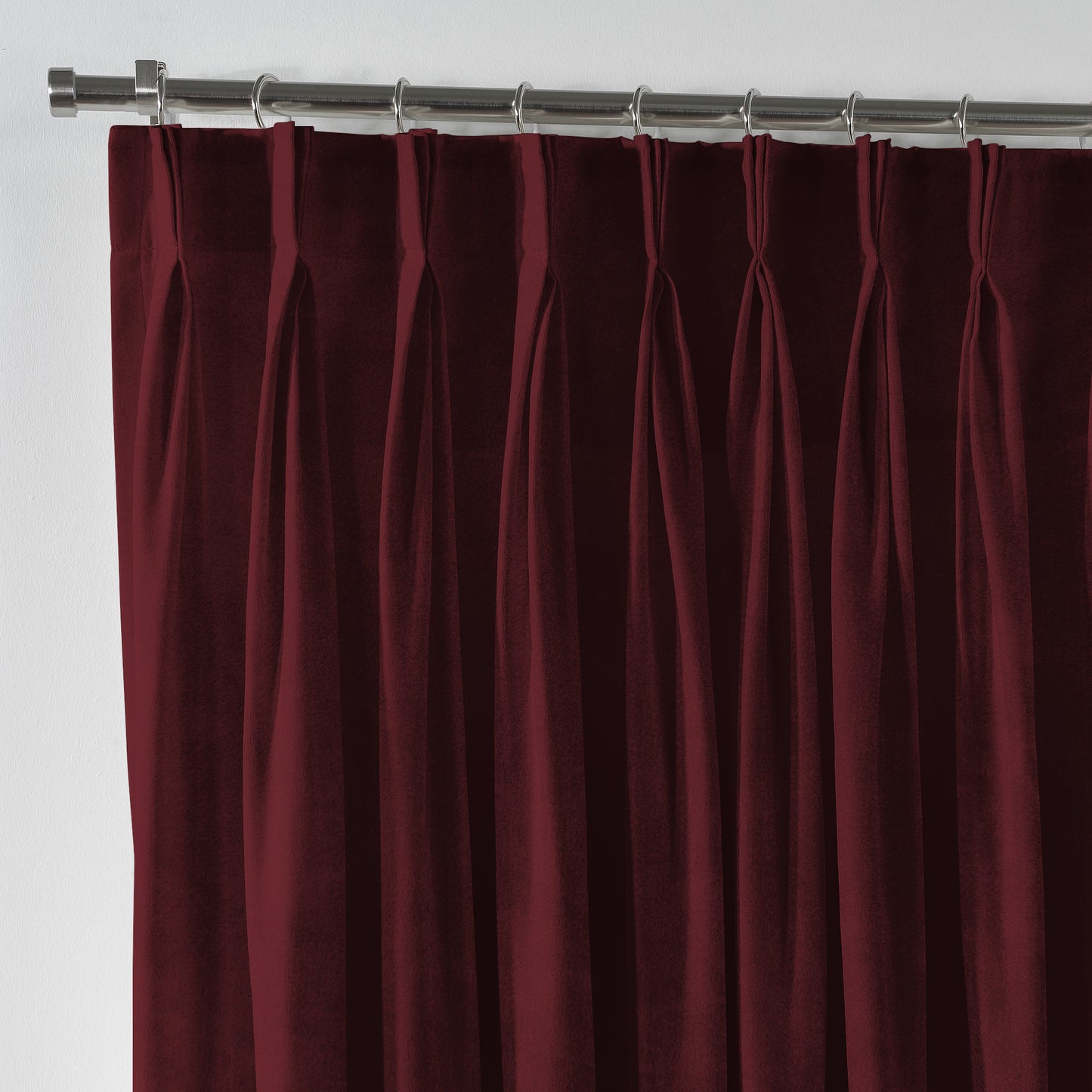 Shiny Velvet Pinch Pleated Curtain Single Panel - Mahogany