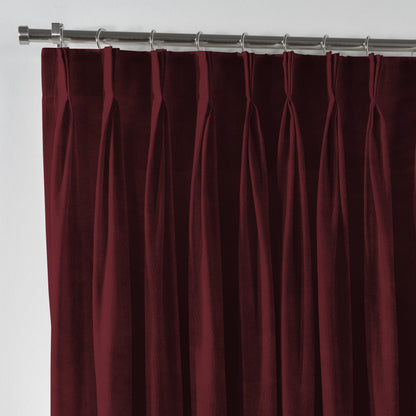 Shiny Velvet Pinch Pleated Curtain Single Panel - Mahogany