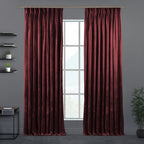 Shiny Velvet Pinch Pleated Curtain Single Panel - Mahogany