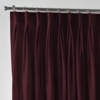 Shiny Velvet Pinch Pleated Curtain Single Panel - Burgundy