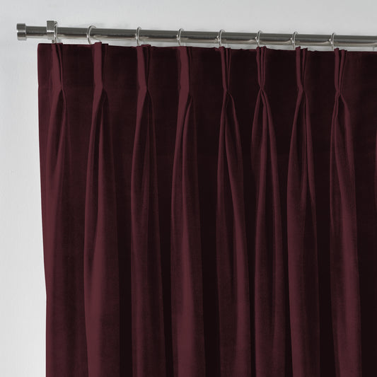Shiny Velvet Pinch Pleated Curtain Single Panel - Burgundy