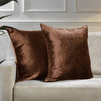 Shiny Velvet Cushion Covers Set of 2 Hidden Zipper - Burnt Orange