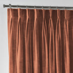 Shiny Velvet Pinch Pleated Curtain Single Panel - Burnt Orange