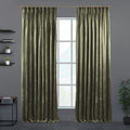 Shiny Velvet Pinch Pleated Curtain Single Panel - Olive Green