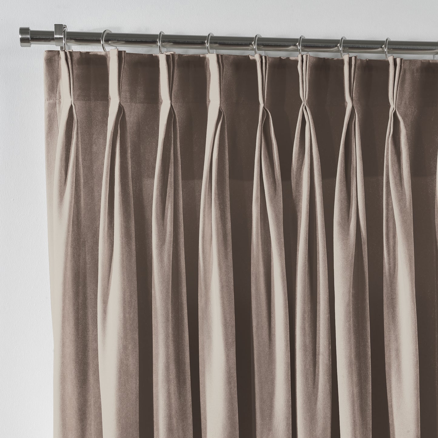 Shiny Velvet Pinch Pleated Curtain Single Panel - Rice
