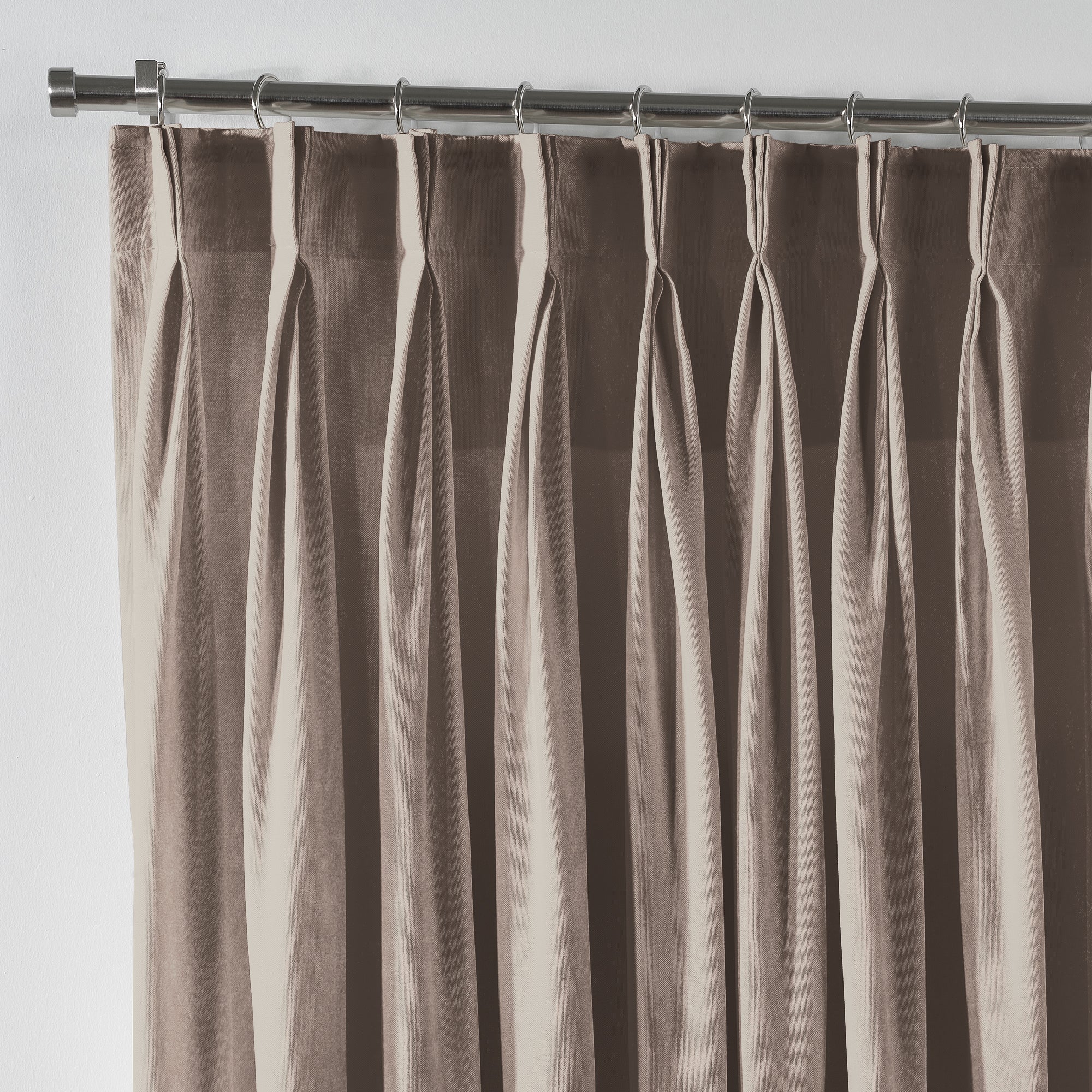 Shiny Velvet Pinch Pleated Curtain Single Panel - Rice