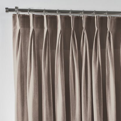 Shiny Velvet Pinch Pleated Curtain Single Panel - Rice