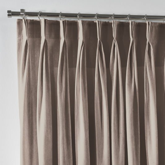 Shiny Velvet Pinch Pleated Curtain Single Panel - Rice