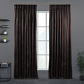 Shiny Velvet Pinch Pleated Curtain Single Panel - Mocha