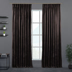 Shiny Velvet Pinch Pleated Curtain Single Panel - Mocha