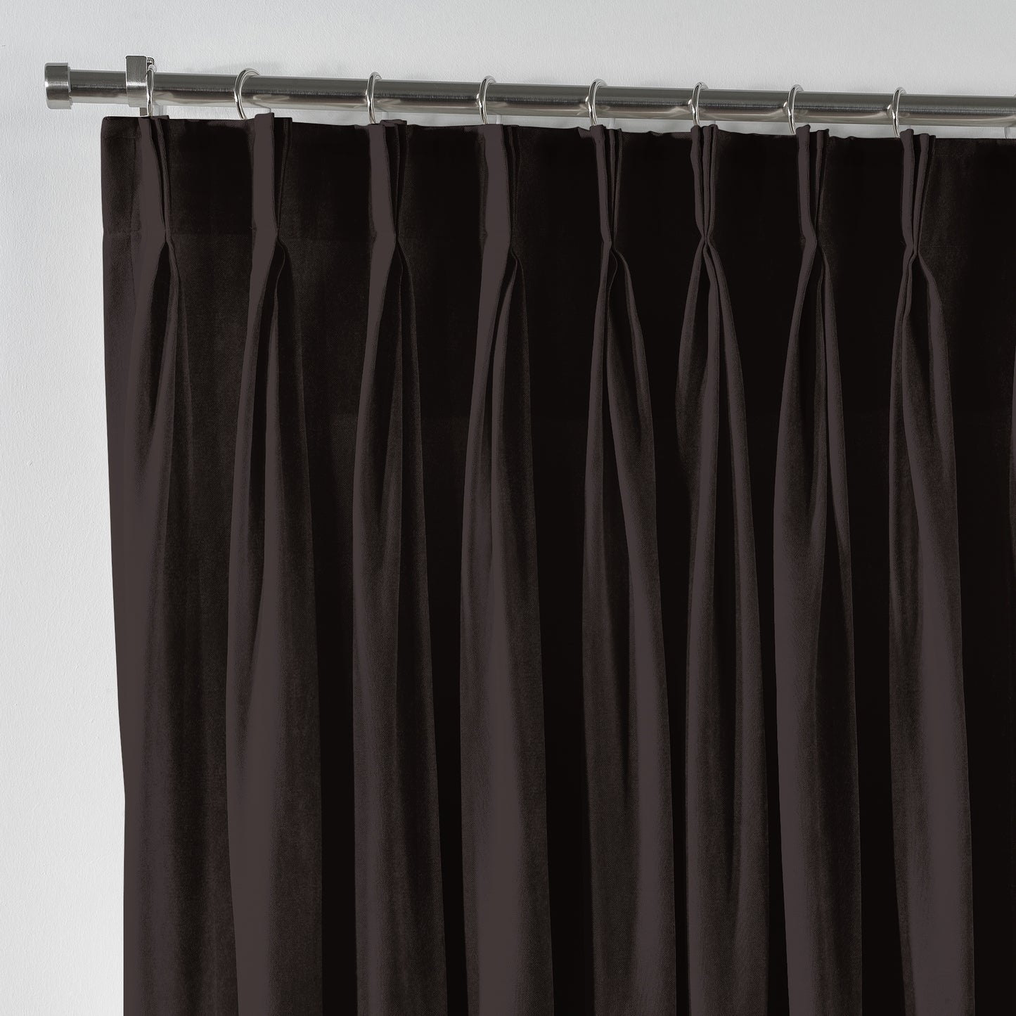 Shiny Velvet Pinch Pleated Curtain Single Panel - Mocha