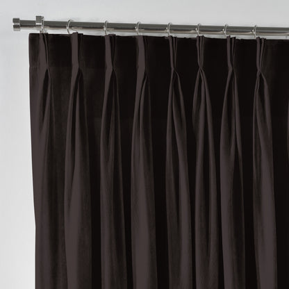 Shiny Velvet Pinch Pleated Curtain Single Panel - Mocha