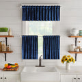 Shiny Velvet Kitchen Valances Set of 3 - Navy