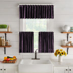 Shiny Velvet Kitchen Valances Set of 3 - Eggplant