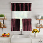 Shiny Velvet Kitchen Valances Set of 3 - Burgundy