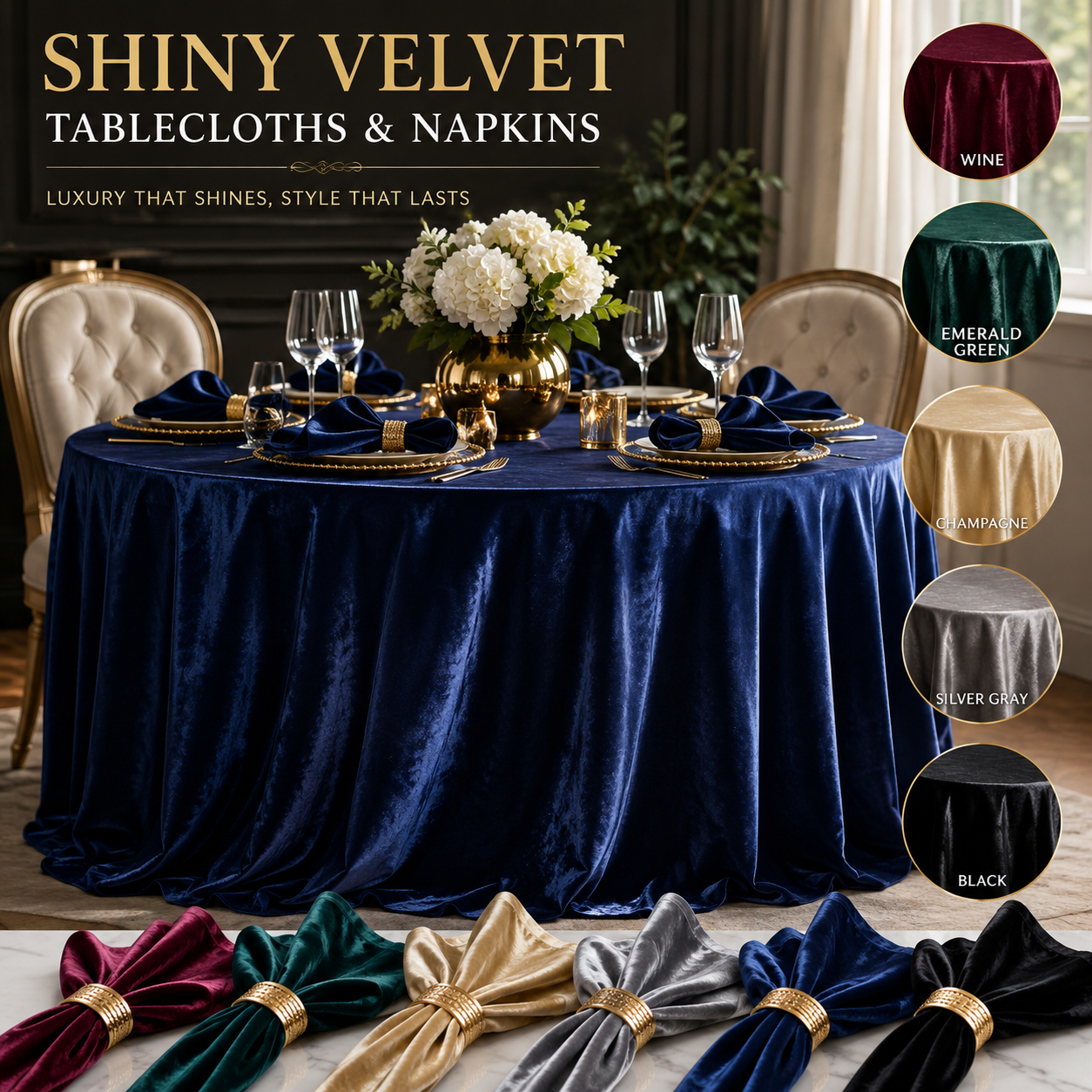 Shiny velvet tablecloths, velvet tablecloth, velvet tabletop cover, velvet napkins, luxury table linens, decorative tablecloth, dining table cover, wedding tablecloth, banquet table linens, party table decor, event tablecloth, holiday table setting, custom tablecloth, custom napkins, elegant dining decor, table linens, velvet table accessories, restaurant table linens, home dining decor, table décor