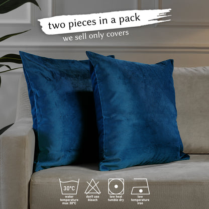 Matte Velvet Cushion Covers Set of 2 Hidden Zipper - Prussian