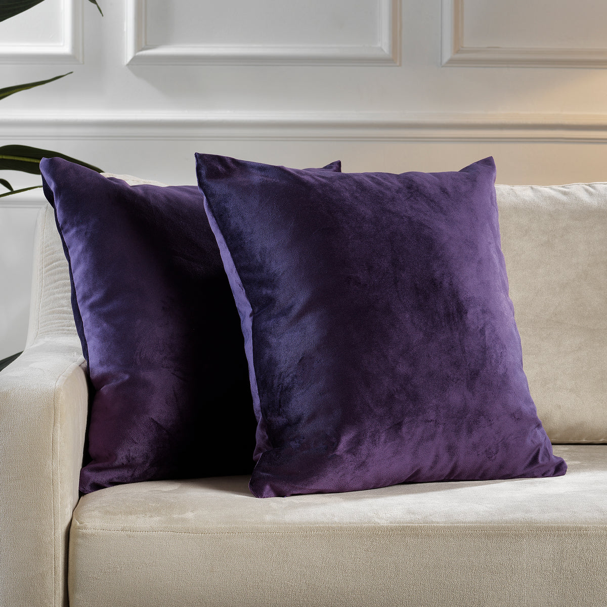 Matte Velvet Cushion Covers Set of 2 Hidden Zipper - Rebecca Purple
