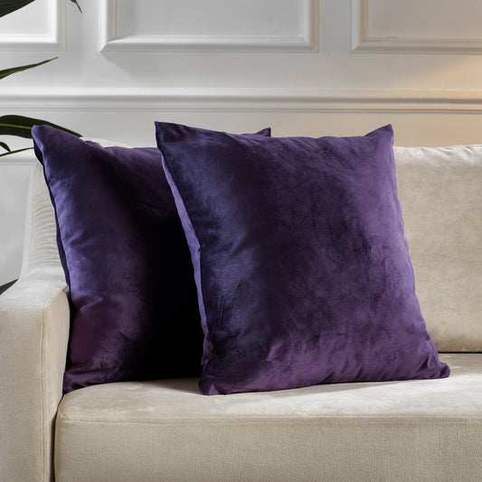 Matte Velvet Cushion Covers Set of 2 Hidden Zipper - Rebecca Purple