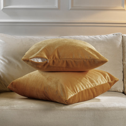 Matte Velvet Cushion Covers Set of 2 Hidden Zipper - Dijon