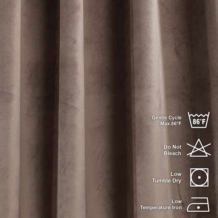 Matte Velvet Pinch Pleated Curtain Single Panel - Cappuccino