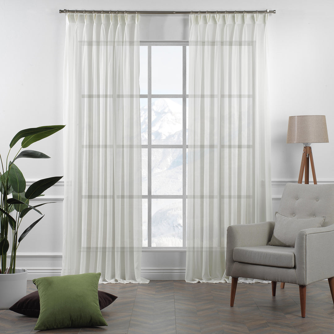 Sheer silk crepe pinch pleated curtains, silk crepe sheer curtains, pinch pleat curtains, sheer window curtains, light filtering curtains, elegant window drapes, decorative sheer panels, living room curtains, bedroom curtains, dining room curtains, nursery curtains, custom size curtains, custom drapes, luxury window treatments, modern home decor, airy sheer curtains, privacy sheers, stylish curtain panels, window drapes, home furnishings