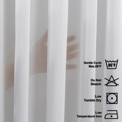 Sheer Silk Crepe Pinch Pleated Curtain Single Panel - White