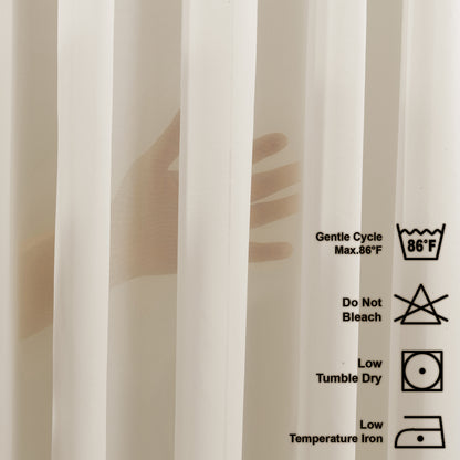 Sheer Silk Crepe Pinch Pleated Curtain Single Panel - Beige