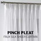 Sheer Silk Crepe Pinch Pleated Curtain Single Panel - White