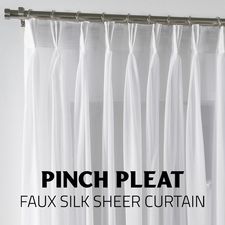 Sheer Silk Crepe Pinch Pleated Curtain Single Panel - White