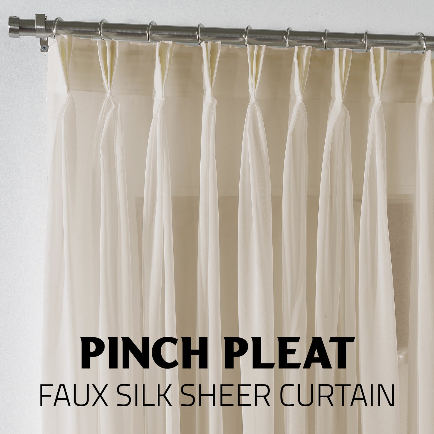 Sheer Silk Crepe Pinch Pleated Curtain Single Panel - Beige