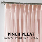 Sheer Silk Crepe Pinch Pleated Curtain Single Panel - Pink